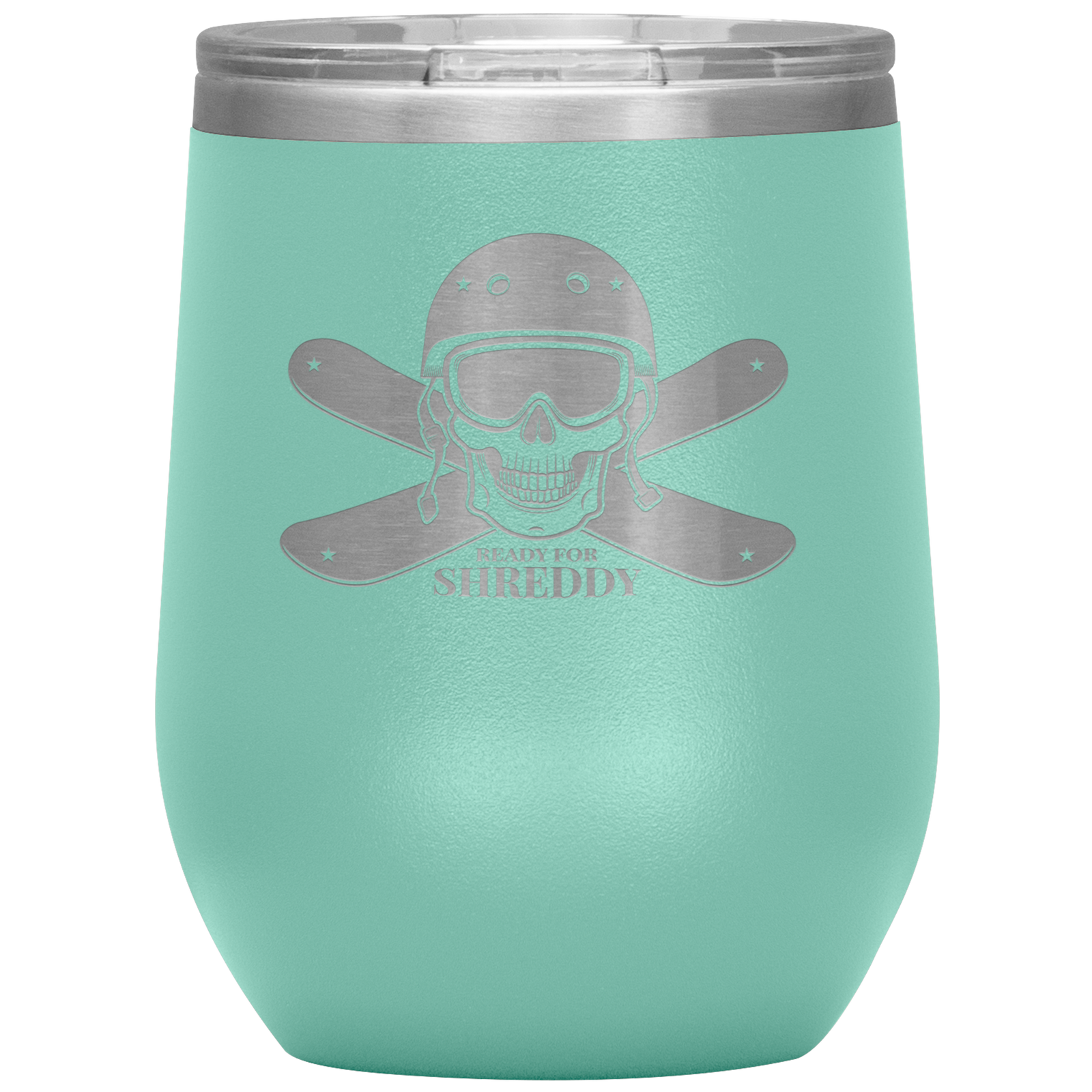 Ready For Shreddy Skeleton Skis Wine 12oz Tumbler - Powderaddicts