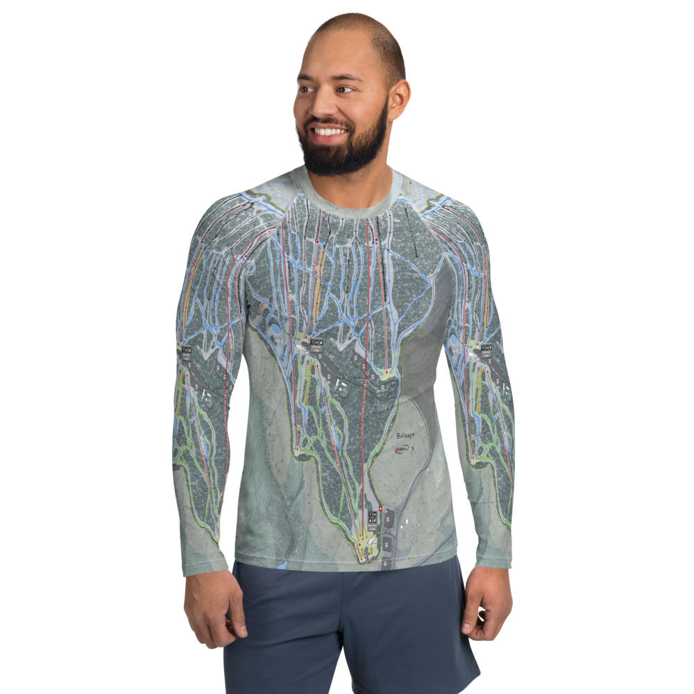Belleayre Resort, New York Ski Trail Map Men's Base Layer Top - Powderaddicts