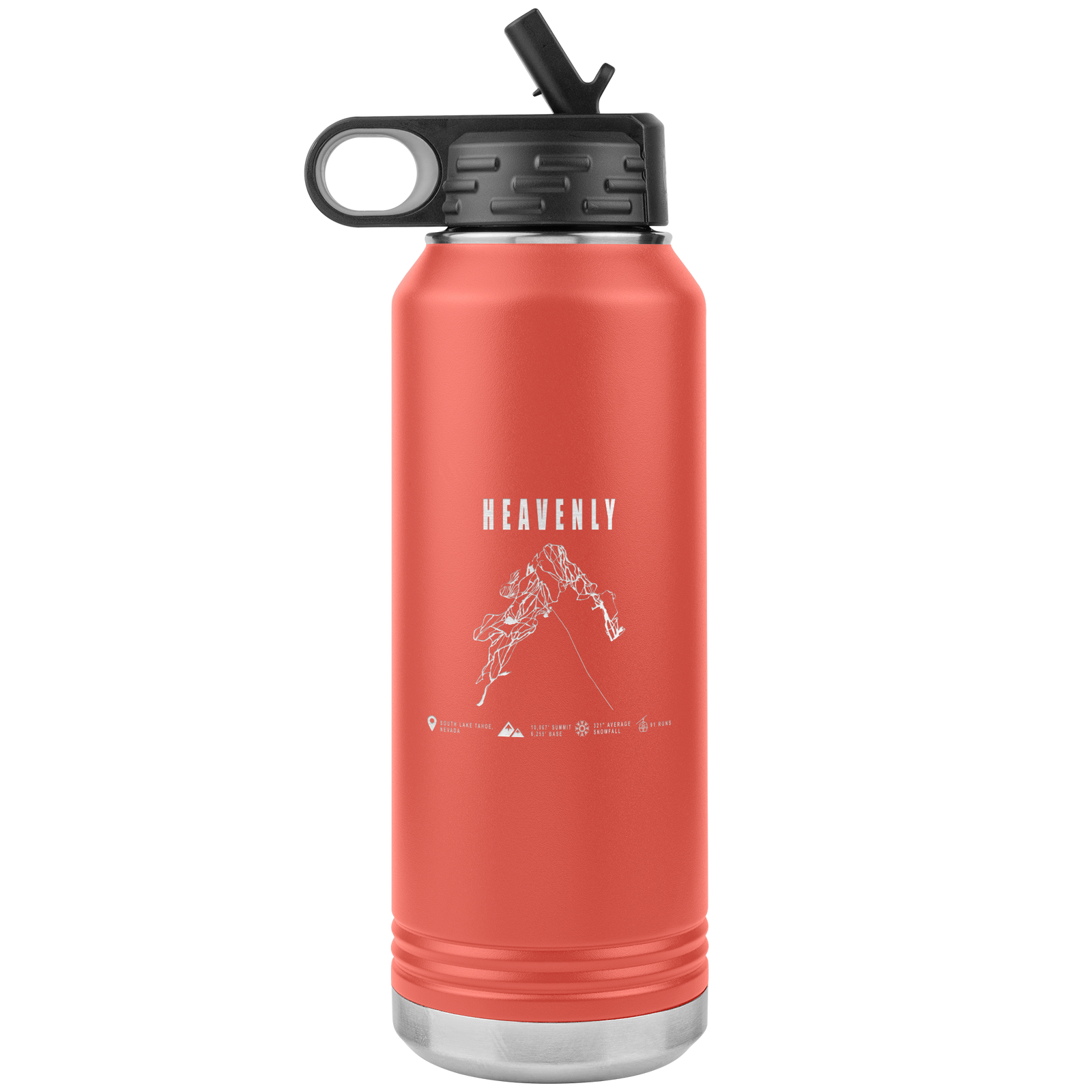 Heavenly, Nevada Ski Trail Map 32oz Water Bottle Tumbler - Powderaddicts