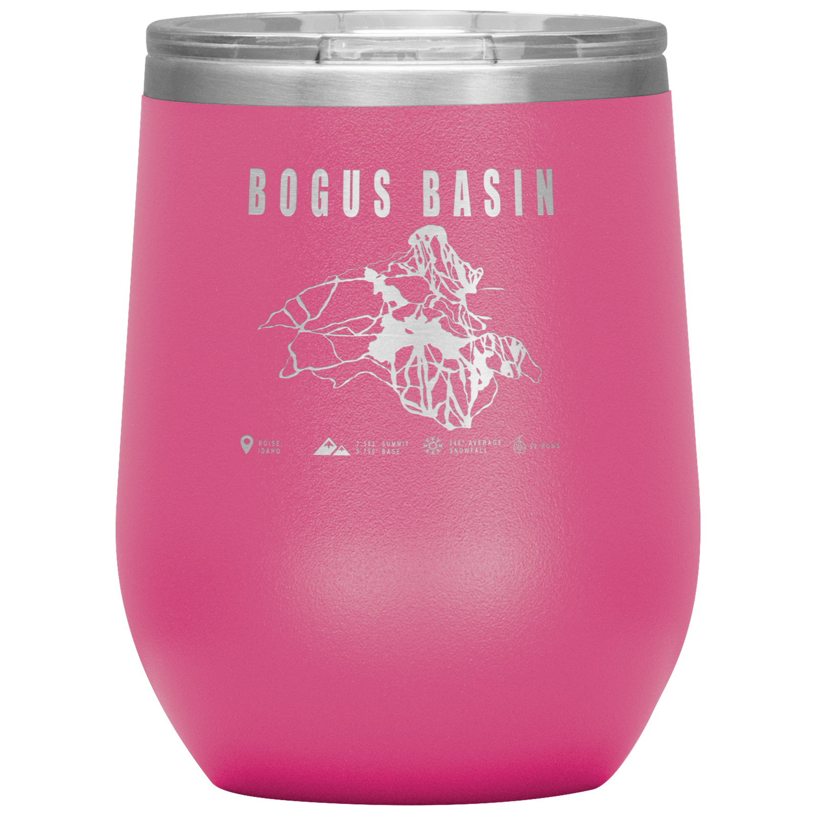 Bogus Basin Idaho Ski Trail Map Wine 12oz Tumbler - Powderaddicts