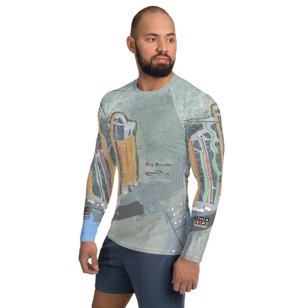 Big Boulder, Pennsylvania Ski Trail Map Men's Base Layer Top - Powderaddicts