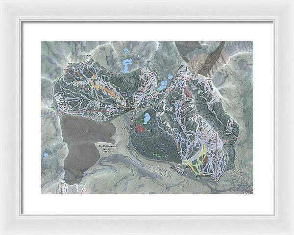 Big Cottonwood Canyon, Utah Ski Trail Map - Framed Print - Powderaddicts