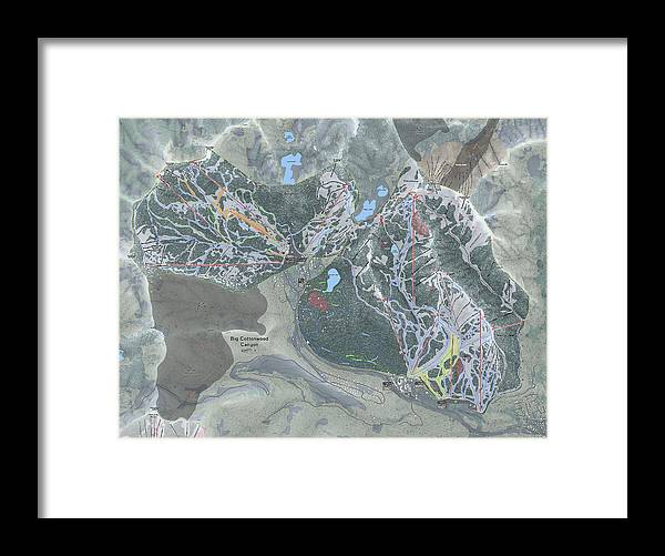 Big Cottonwood Canyon, Utah Ski Trail Map - Framed Print - Powderaddicts