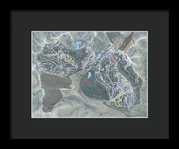 Big Cottonwood Canyon, Utah Ski Trail Map - Framed Print - Powderaddicts