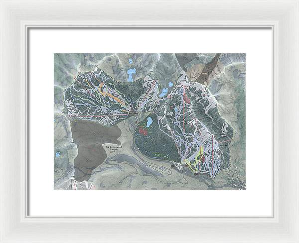 Big Cottonwood Canyon, Utah Ski Trail Map - Framed Print - Powderaddicts