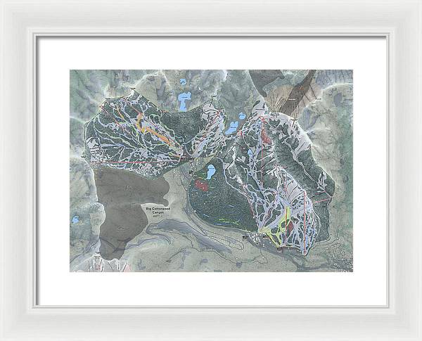 Big Cottonwood Canyon, Utah Ski Trail Map - Framed Print - Powderaddicts