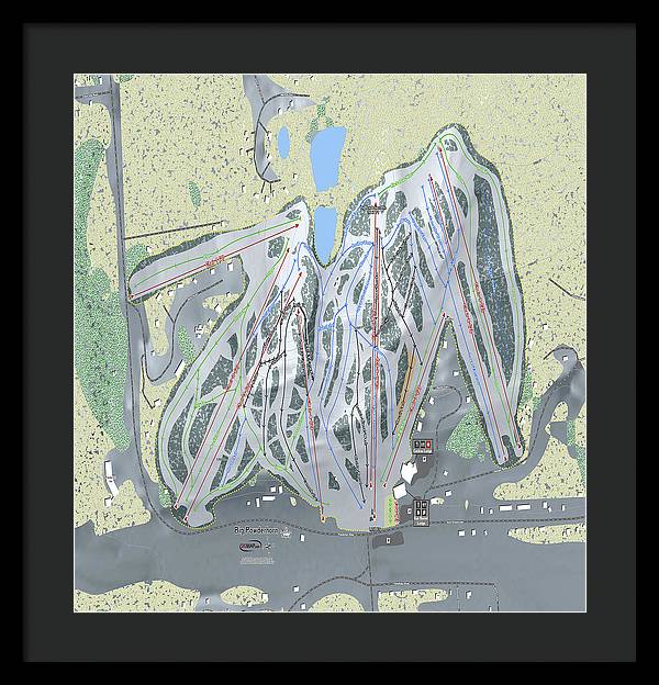 Big Powderhorn Ski Trail Map - Framed Print - Powderaddicts