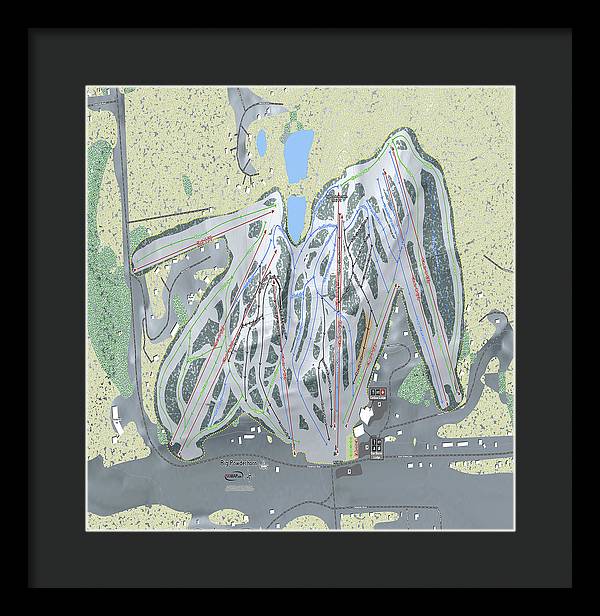 Big Powderhorn Ski Trail Map - Framed Print - Powderaddicts