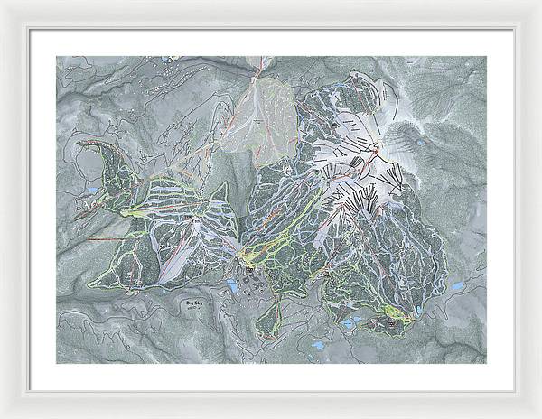Big Sky Ski Trail Map - Framed Print - Powderaddicts