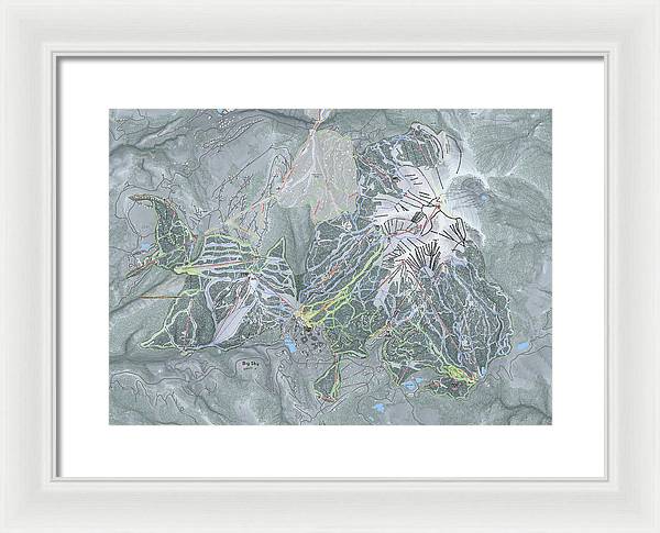 Big Sky Ski Trail Map - Framed Print - Powderaddicts