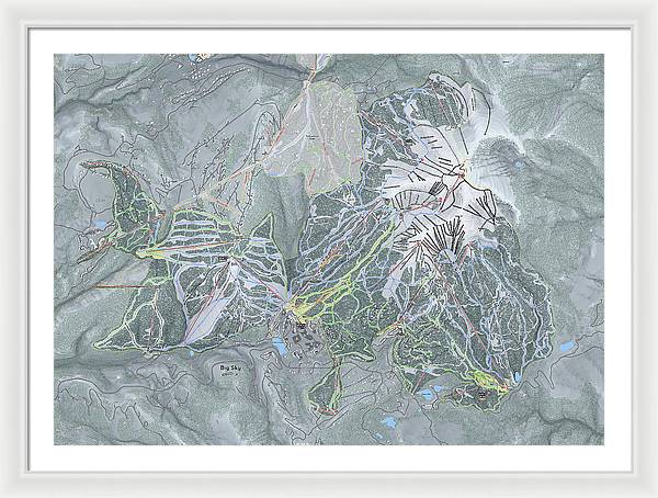 Big Sky Ski Trail Map - Framed Print - Powderaddicts