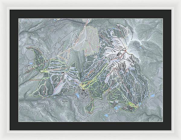 Big Sky Ski Trail Map - Framed Print - Powderaddicts