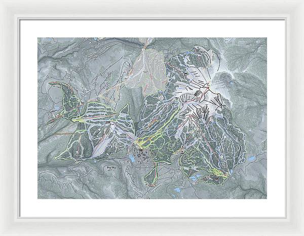 Big Sky Ski Trail Map - Framed Print - Powderaddicts