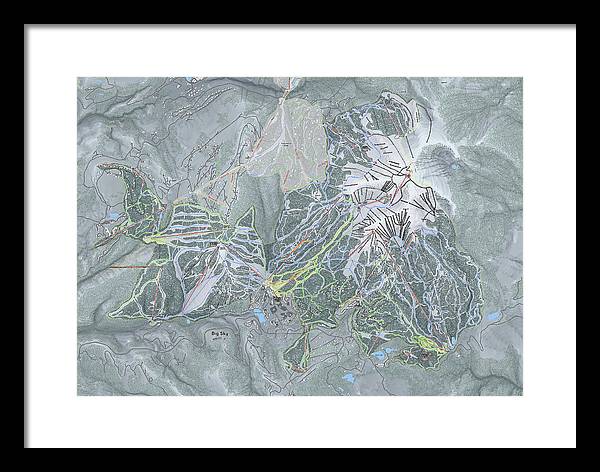 Big Sky Ski Trail Map - Framed Print - Powderaddicts