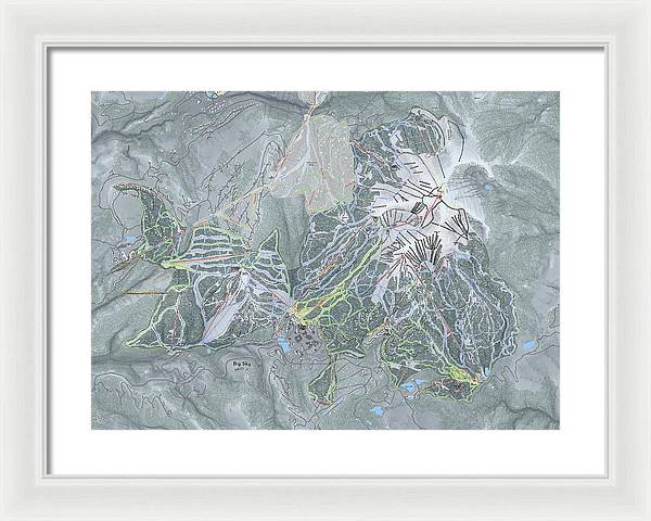 Big Sky Ski Trail Map - Framed Print - Powderaddicts