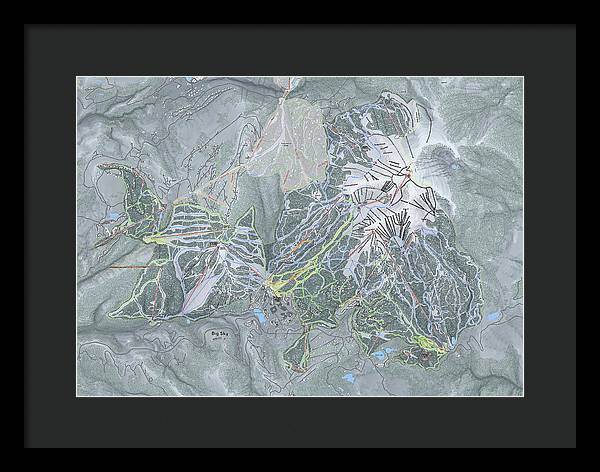 Big Sky Ski Trail Map - Framed Print - Powderaddicts