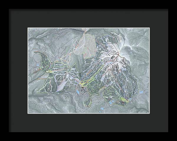 Big Sky Ski Trail Map - Framed Print - Powderaddicts