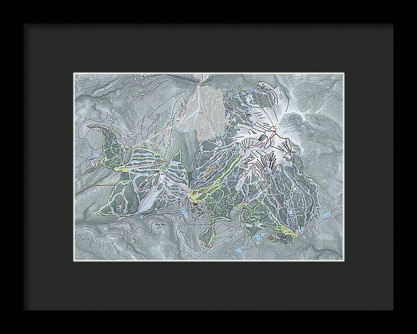 Big Sky Ski Trail Map - Framed Print - Powderaddicts