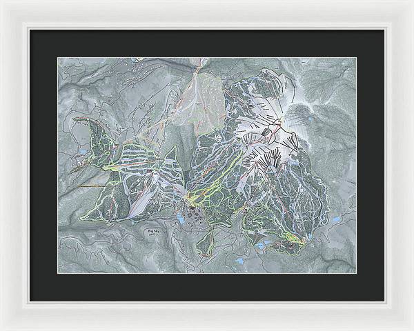 Big Sky Ski Trail Map - Framed Print - Powderaddicts
