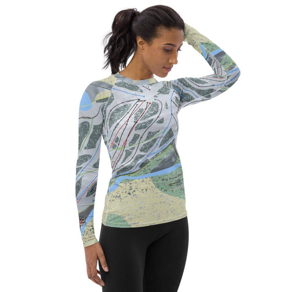 Big Snow BlackJack, Michigan Ski Trail Map Women's Base Layer Top - Powderaddicts