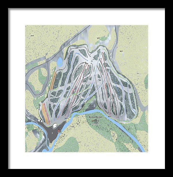 Big Snow BlackJack Ski Trail Map - Framed Print - Powderaddicts