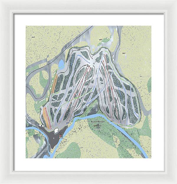 Big Snow BlackJack Ski Trail Map - Framed Print - Powderaddicts