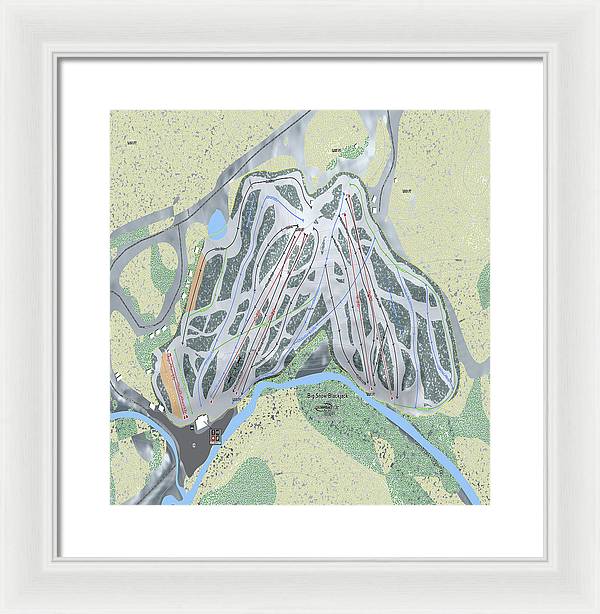 Big Snow BlackJack Ski Trail Map - Framed Print - Powderaddicts