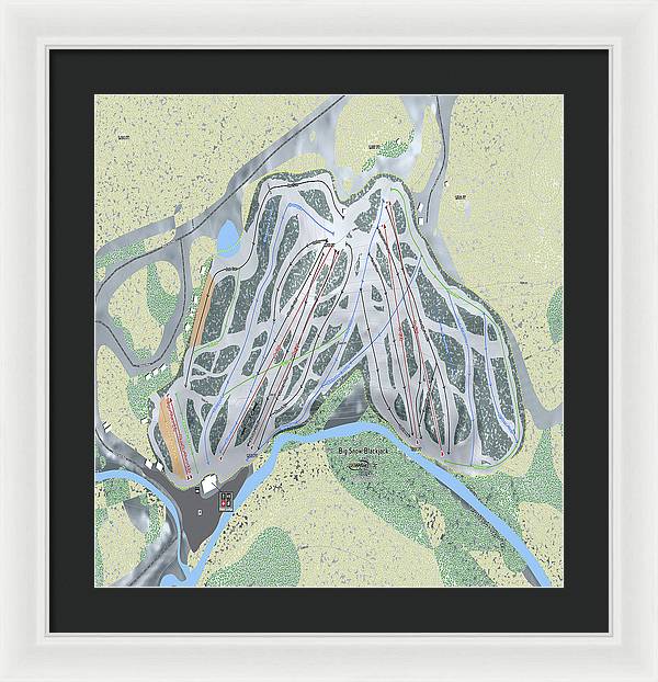 Big Snow BlackJack Ski Trail Map - Framed Print - Powderaddicts