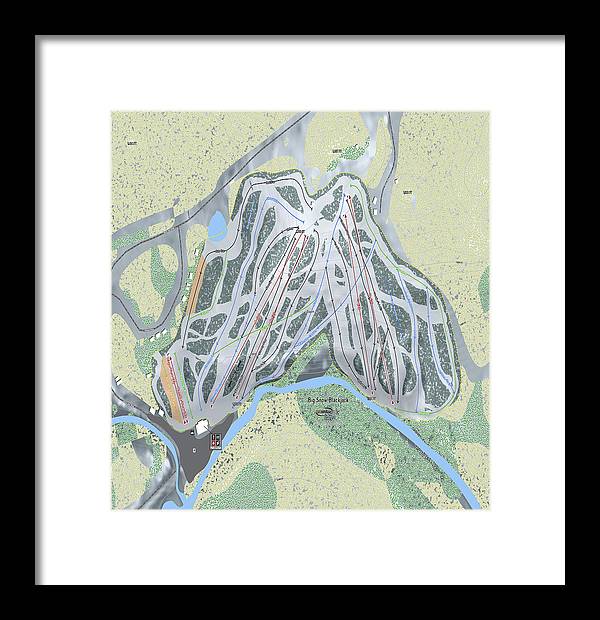 Big Snow BlackJack Ski Trail Map - Framed Print - Powderaddicts