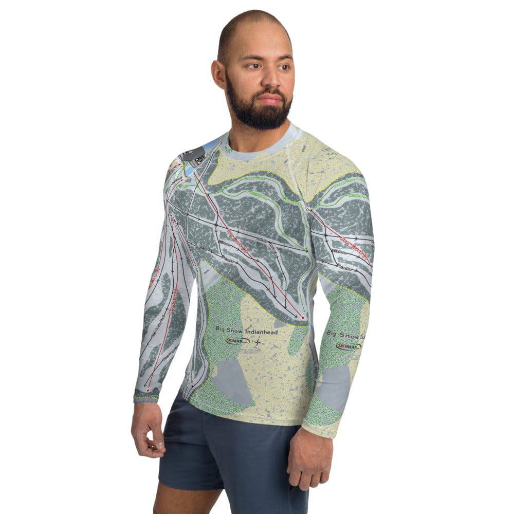 Big Snow Indianhead, Michigan Ski Trail Map Men's Base Layer Top - Powderaddicts