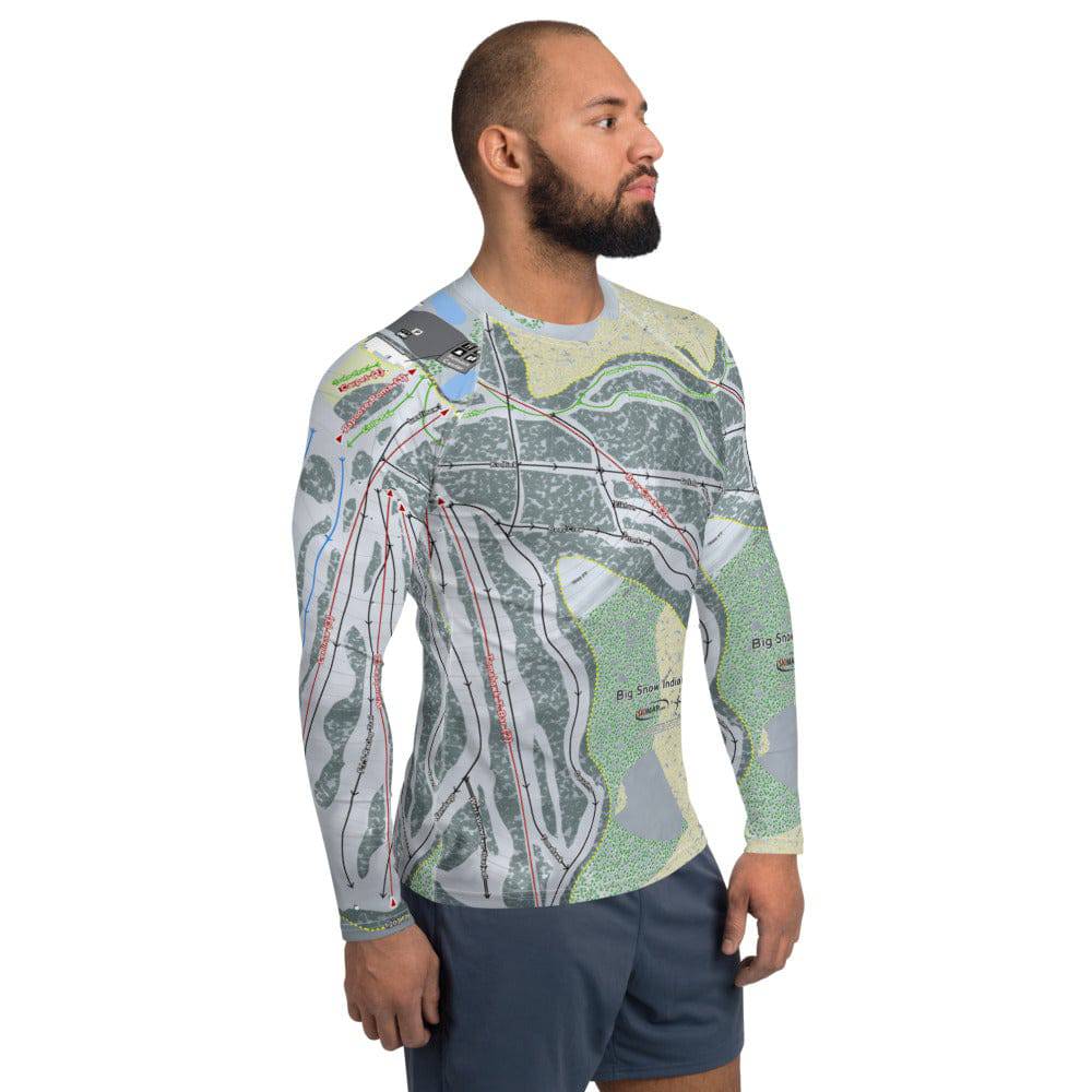 Big Snow Indianhead, Michigan Ski Trail Map Men's Base Layer Top - Powderaddicts