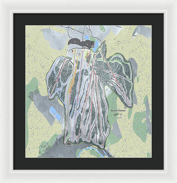 Big Snow Indianhead Ski Trail Map - Framed Print - Powderaddicts