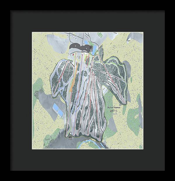 Big Snow Indianhead Ski Trail Map - Framed Print - Powderaddicts