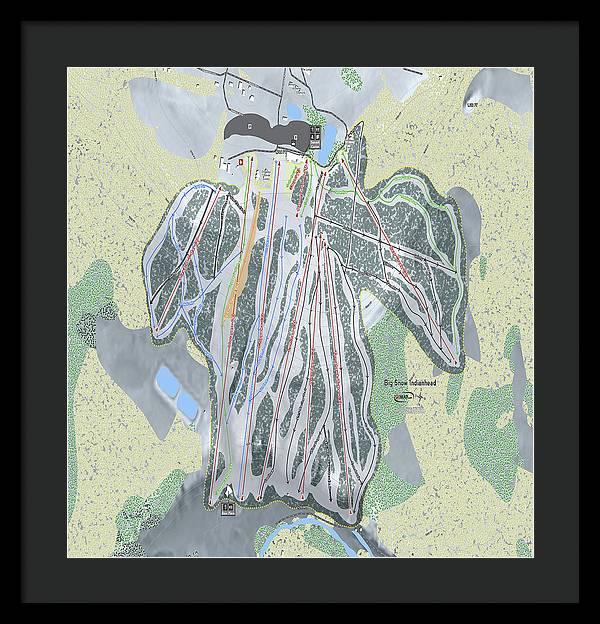 Big Snow Indianhead Ski Trail Map - Framed Print - Powderaddicts