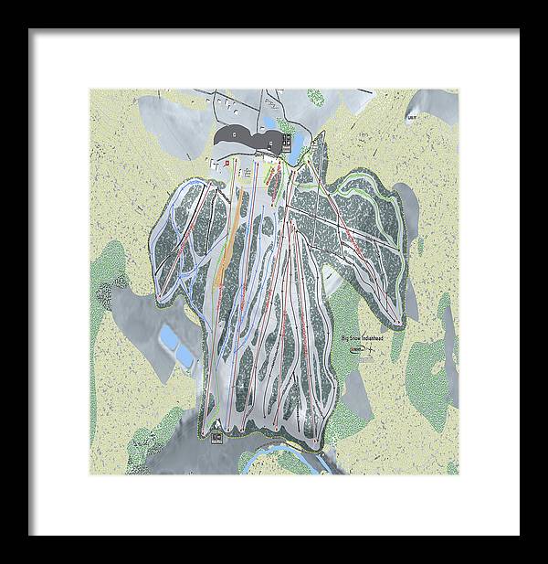 Big Snow Indianhead Ski Trail Map - Framed Print - Powderaddicts