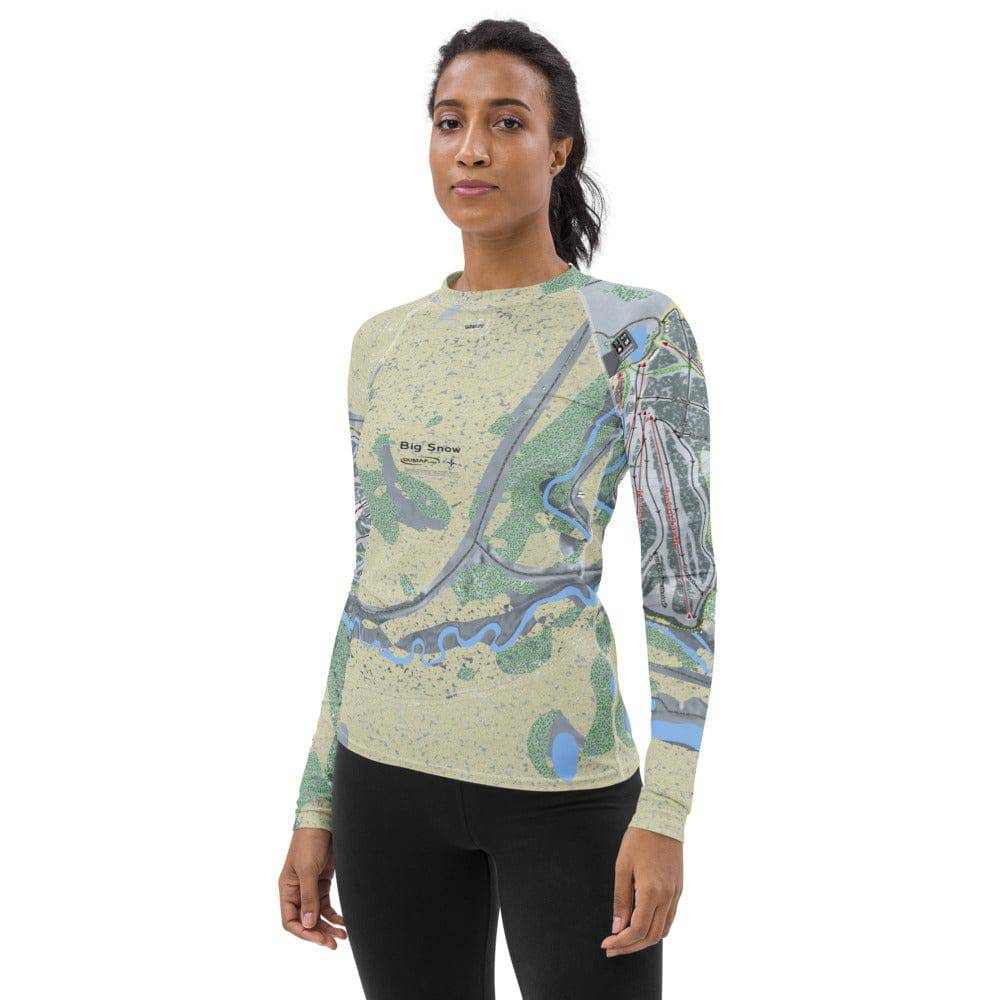 Big Snow, Michigan Ski Trail Map Women's Base Layer Top - Powderaddicts