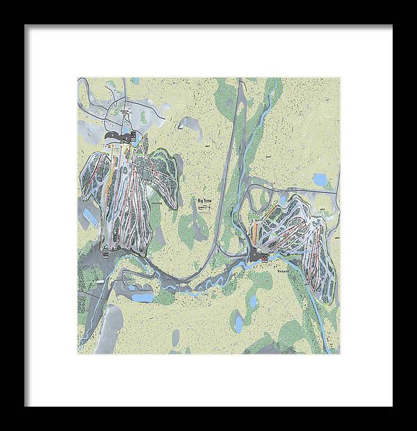 Big Snow Ski Trail Map - Framed Print - Powderaddicts