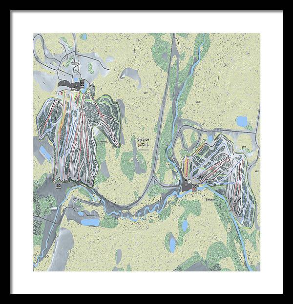 Big Snow Ski Trail Map - Framed Print - Powderaddicts