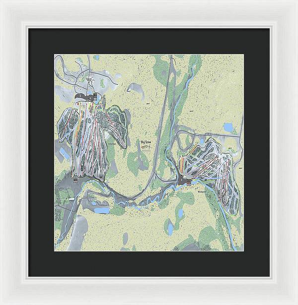 Big Snow Ski Trail Map - Framed Print - Powderaddicts