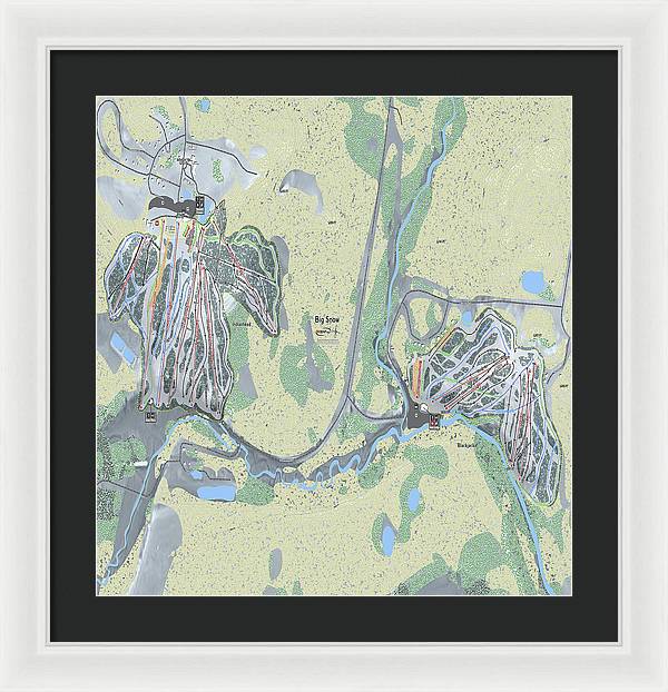 Big Snow Ski Trail Map - Framed Print - Powderaddicts