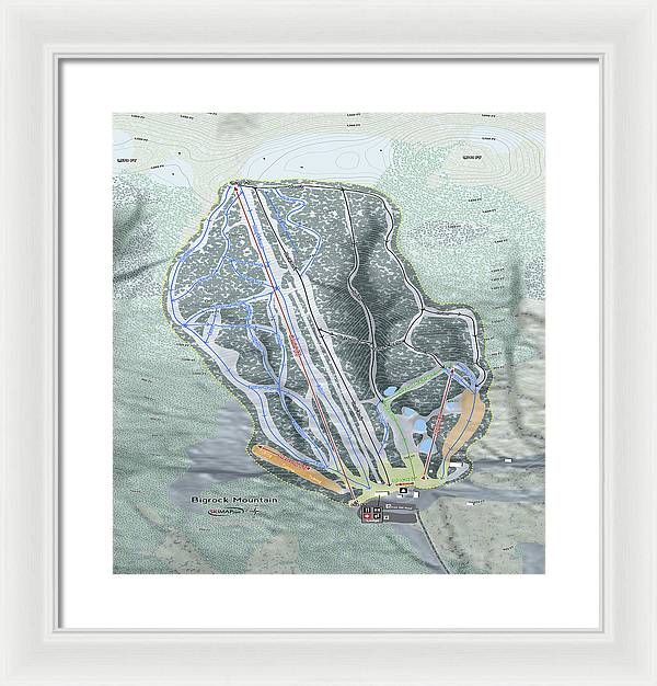 Bigrock Mountain Ski Trail Map - Framed Print - Powderaddicts