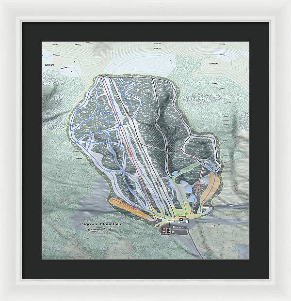 Bigrock Mountain Ski Trail Map - Framed Print - Powderaddicts