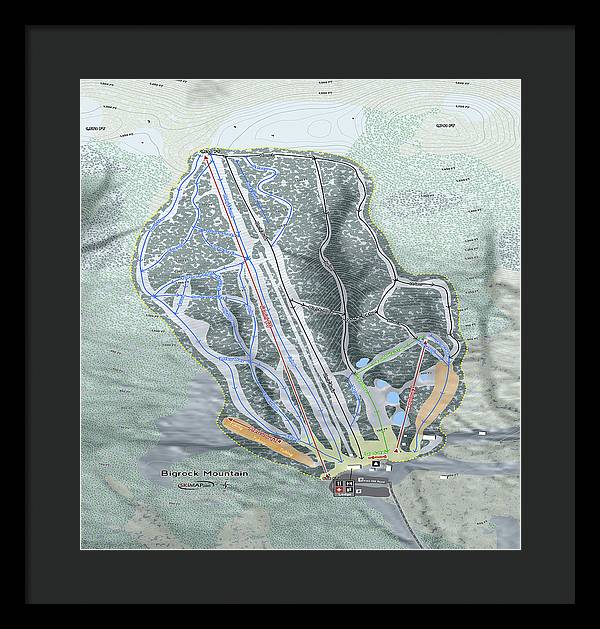 Bigrock Mountain Ski Trail Map - Framed Print - Powderaddicts