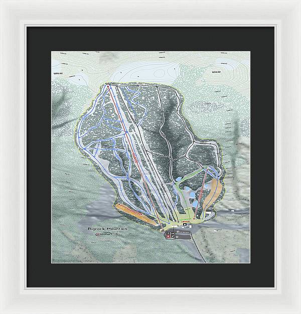 Bigrock Mountain Ski Trail Map - Framed Print - Powderaddicts