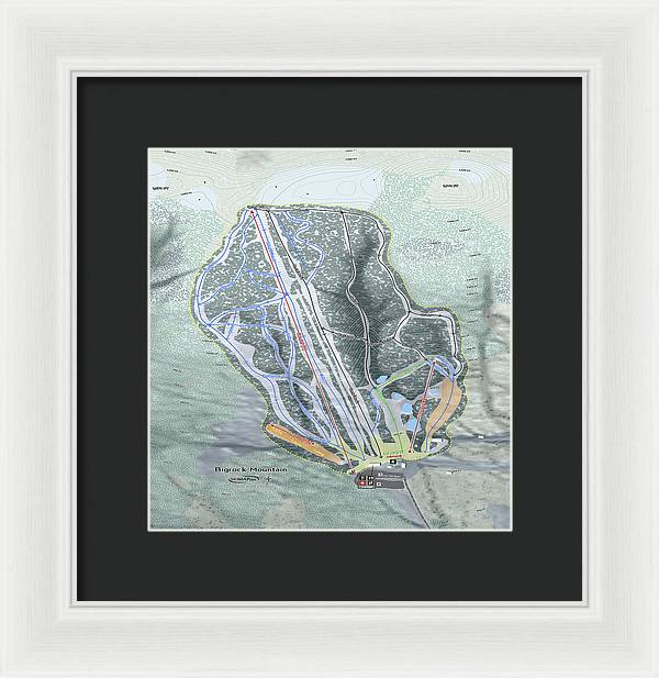 Bigrock Mountain Ski Trail Map - Framed Print - Powderaddicts