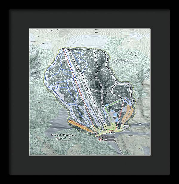 Bigrock Mountain Ski Trail Map - Framed Print - Powderaddicts