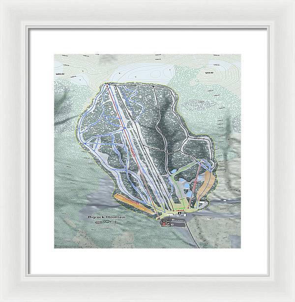 Bigrock Mountain Ski Trail Map - Framed Print - Powderaddicts