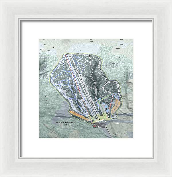 Bigrock Mountain Ski Trail Map - Framed Print - Powderaddicts