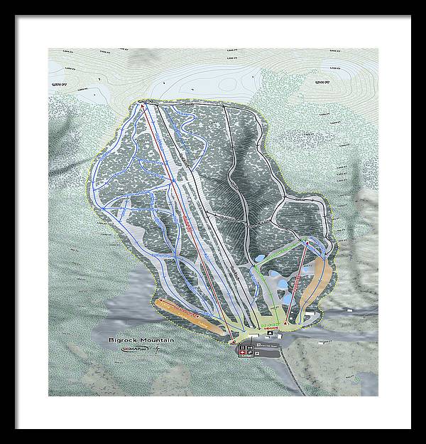 Bigrock Mountain Ski Trail Map - Framed Print - Powderaddicts