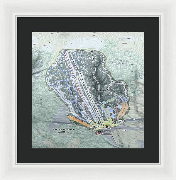 Bigrock Mountain Ski Trail Map - Framed Print - Powderaddicts